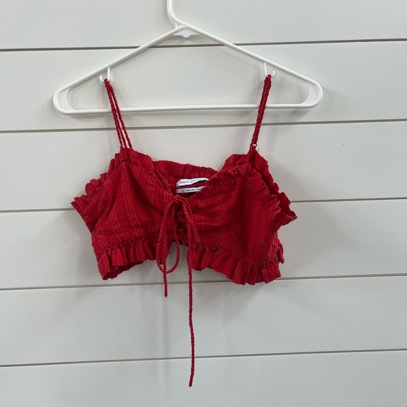 Urban Outfitters Red Ruffled Tie Front Camisole - Picture 1 of 4